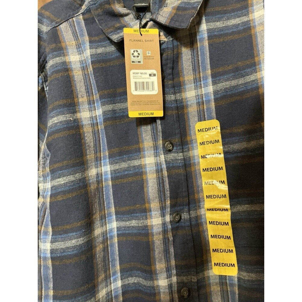 Eddie Bauer Insignia Blue Canyon Plaid Flannel Shirt Medium NWT - Picture 2 of 4